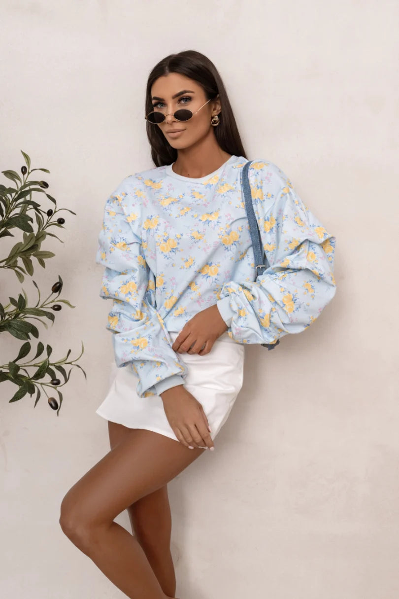 Bluza bluebell - print niebieskie kwiaty