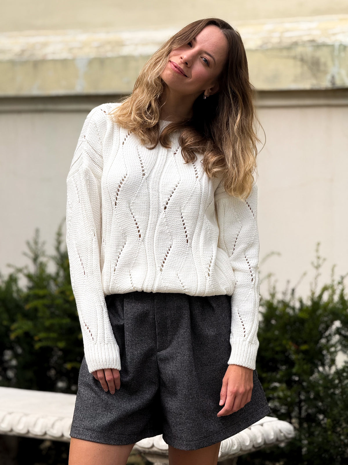 Sweter z kaszmirem Amelie Ecru