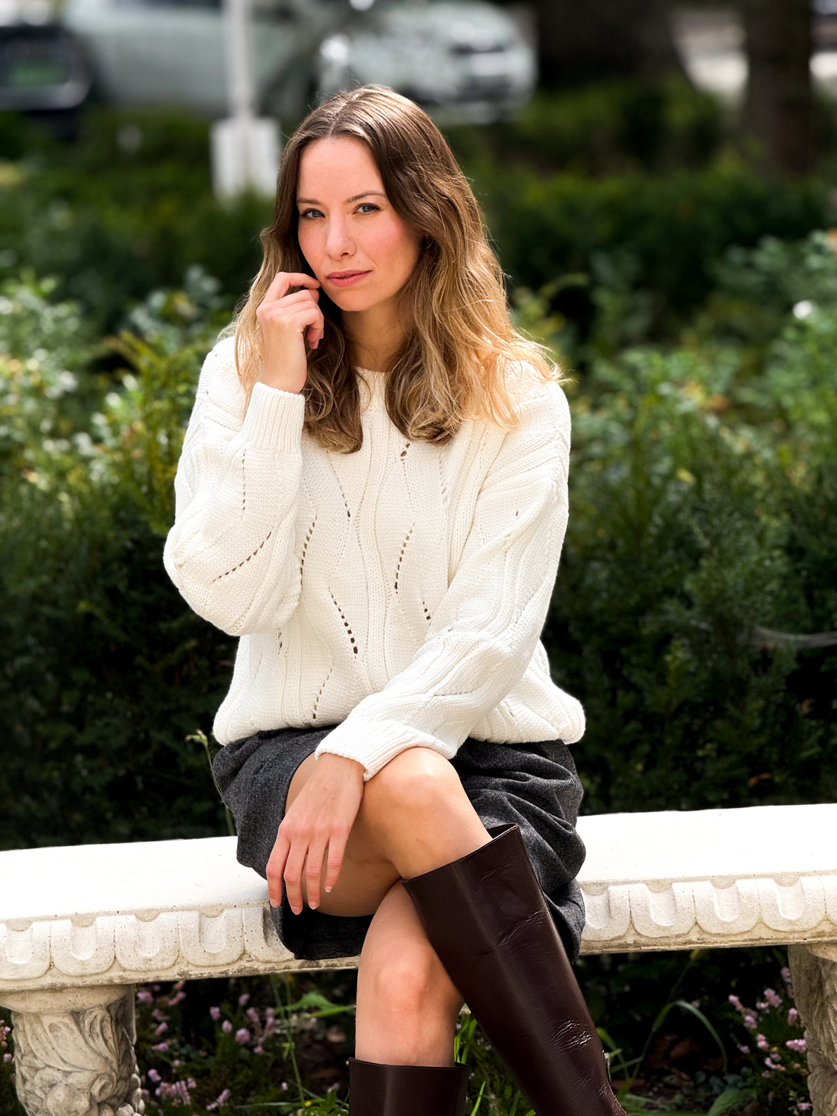 Sweter z kaszmirem Amelie Ecru