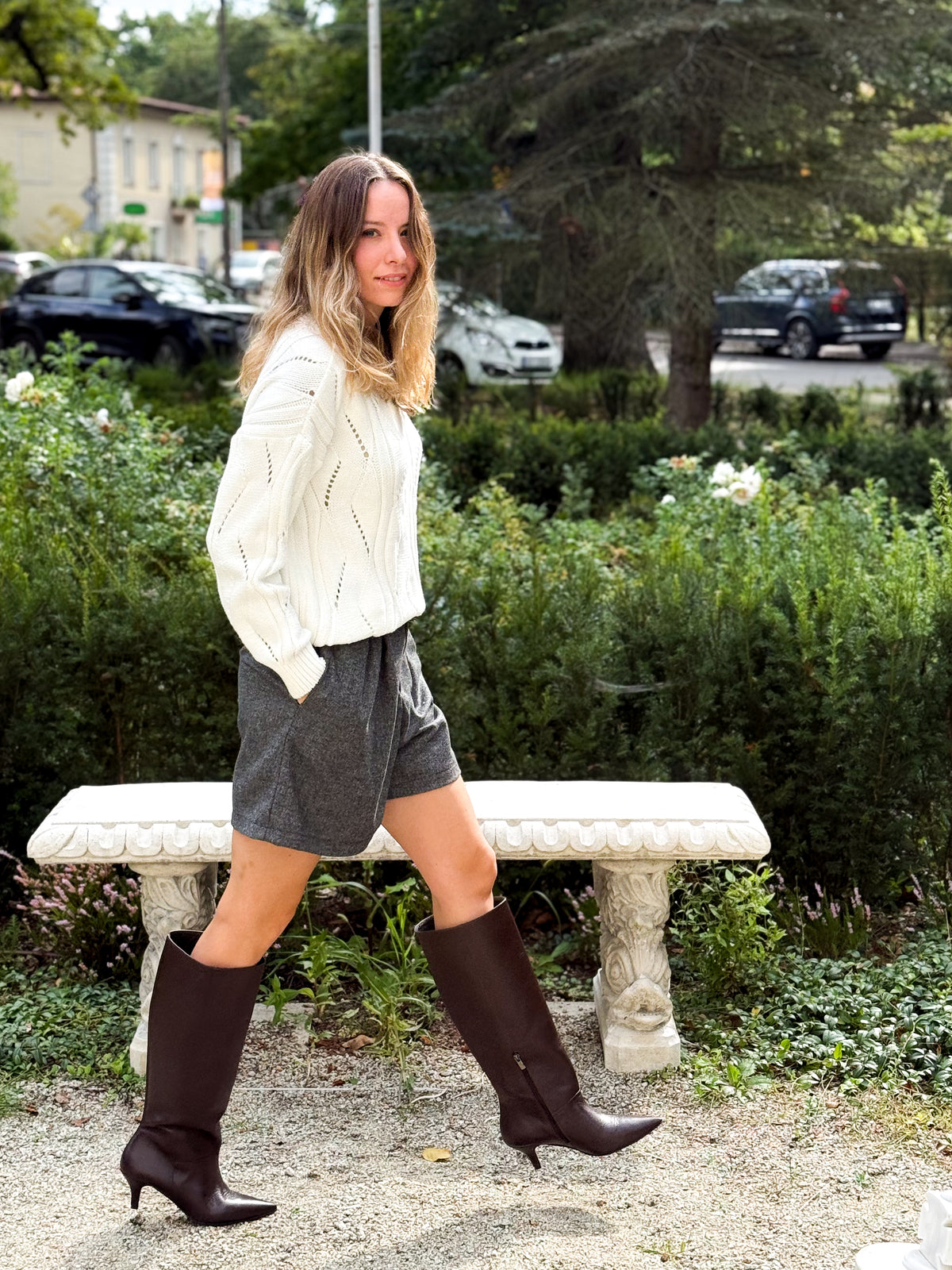 Sweter z kaszmirem Amelie Ecru