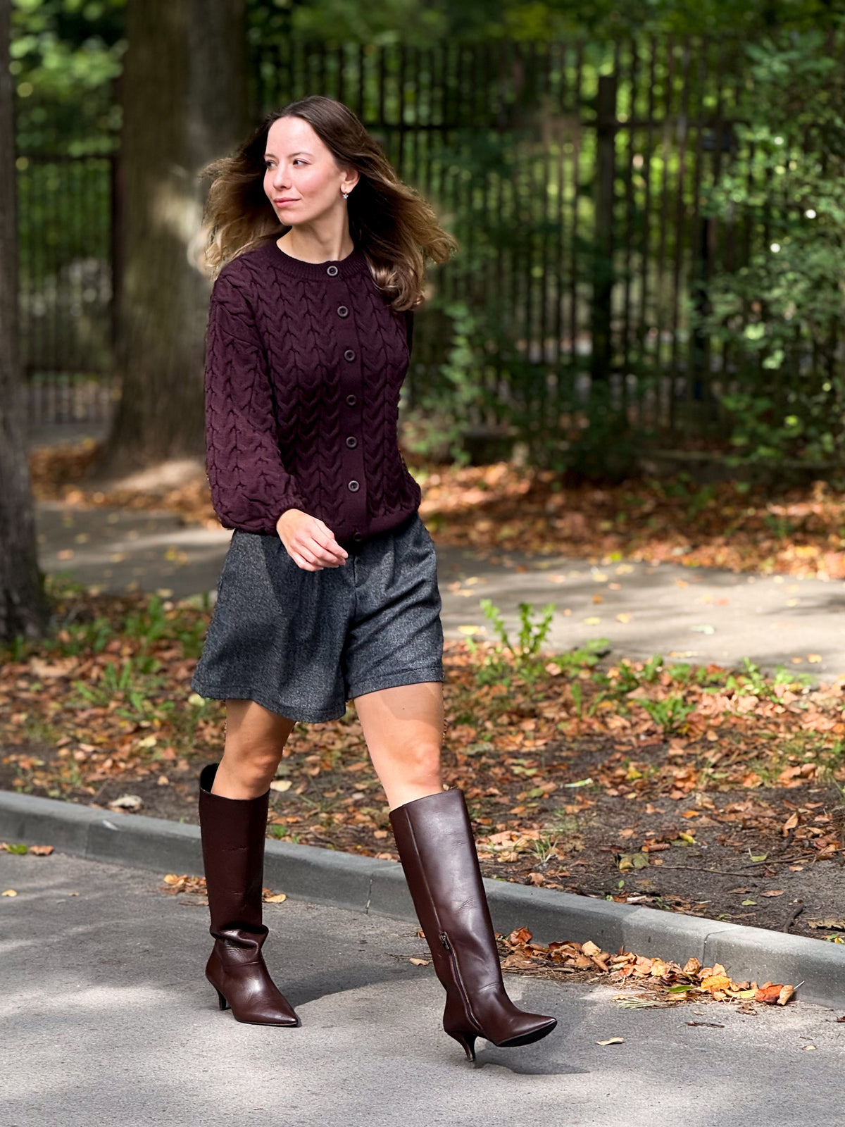 Sweter/kardigan z kaszmirem Magdalena czekoladowy