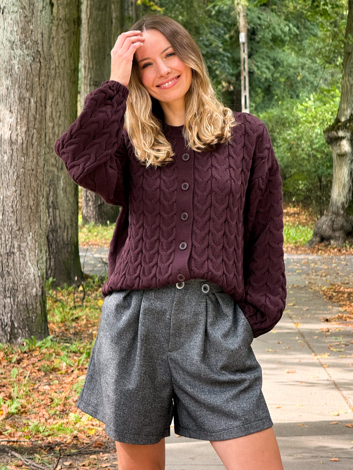 Sweter/kardigan z kaszmirem Magdalena czekoladowy