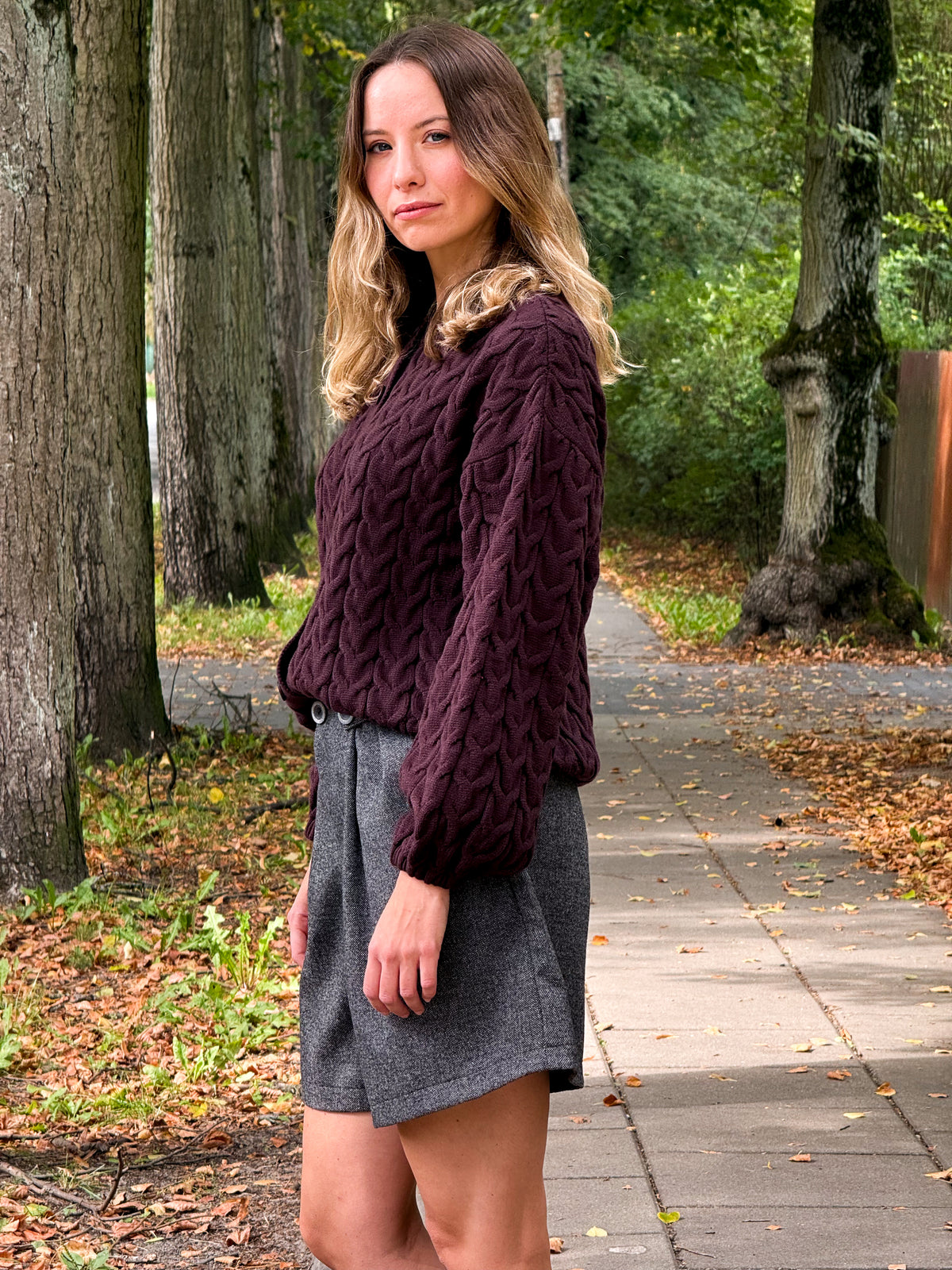 Sweter/kardigan z kaszmirem Magdalena czekoladowy