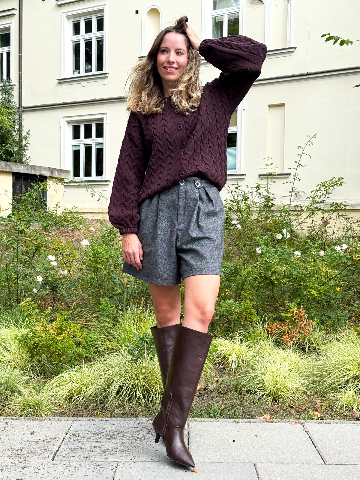 Sweter/kardigan z kaszmirem Magdalena czekoladowy