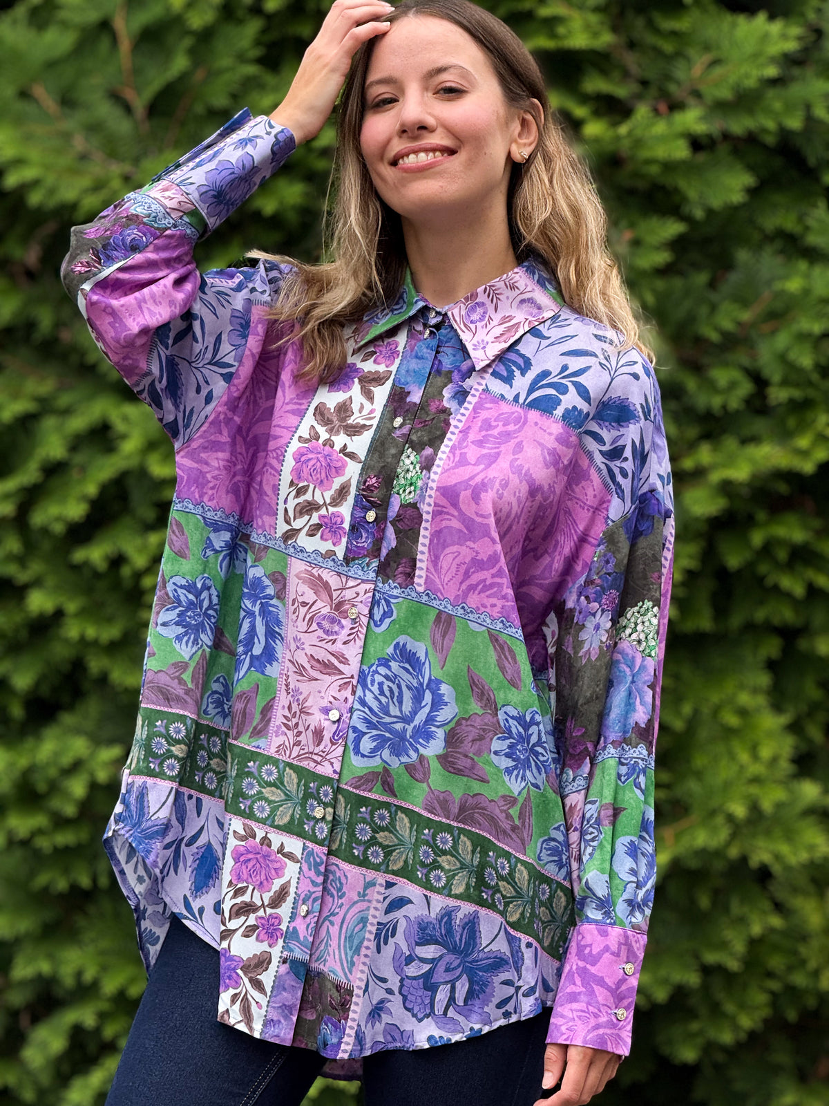 Wiskozowa Koszula Nina w patchworkowy print