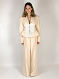 Eleganckie spodnie beżowe Lace Muse