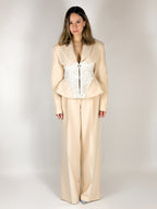 Eleganckie spodnie beżowe Lace Muse